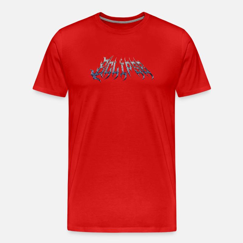 Finsternis – kaltmetallischer Chromtext - Männer Premium Bio T-Shirt - Rot