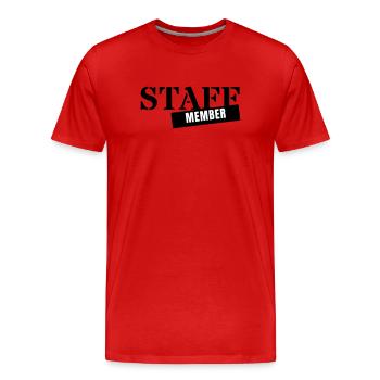 Membre du personnel - Employé de l’équipe pour événements personnels - T-shirt bio Premium Homme - rouge - Devant - Damien (186cm)