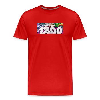 1200 GRAVITY EDIT_1 - Men's Premium Organic T-Shirt - red - Front - Damien (186cm)