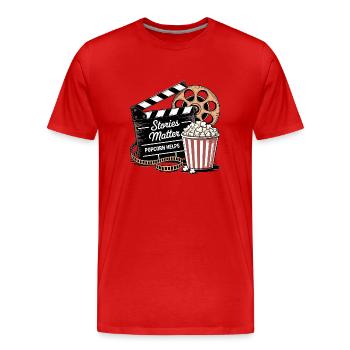 Stories Matter, Popcorn Helps - Men's Premium Organic T-Shirt - red - Front - Damien (186cm)