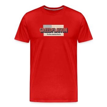 Greed Flation Patriotic Design - Men's Premium Organic T-Shirt - red - Front - Damien (186cm)