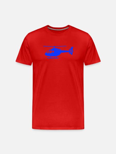 Blauer Helikopter Silhouette - Männer Premium Bio T-Shirt - Rot