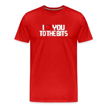 I love you to the bits (dark) - Men's Premium Organic T-Shirt - red - Front - Damien (186cm)