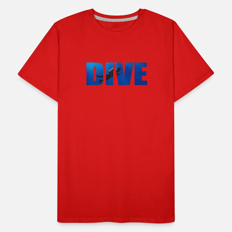 Dive Text with Diver in the Ocean Men's Premium Organic T-Shirt