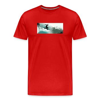 Im Rausch der Wellen - Männer Premium Bio T-Shirt - Rot - Vorne - Damien (186cm)