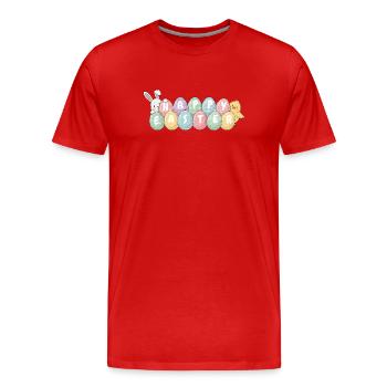Süßes Osterhasen-Küken und Eier - Männer Premium Bio T-Shirt - Rot - Vorne - Damien (186cm)