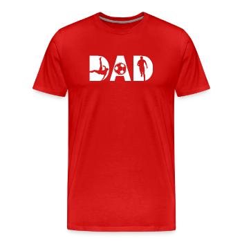 Fußball Papa Football dad Vatertag  - Männer Premium Bio T-Shirt - Rot - Vorne - Damien (186cm)
