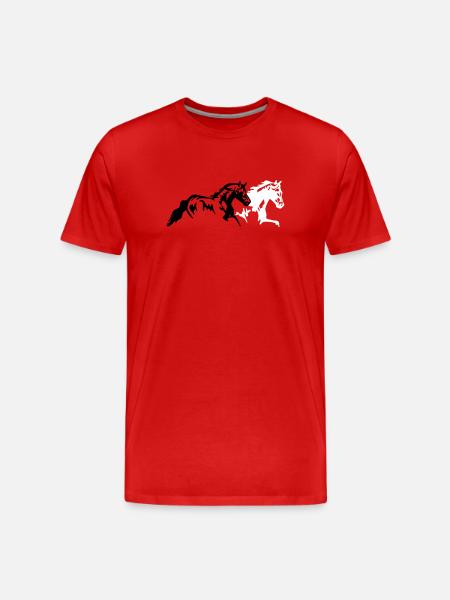 horses stallion mare foal - Men's Premium Organic T-Shirt - red