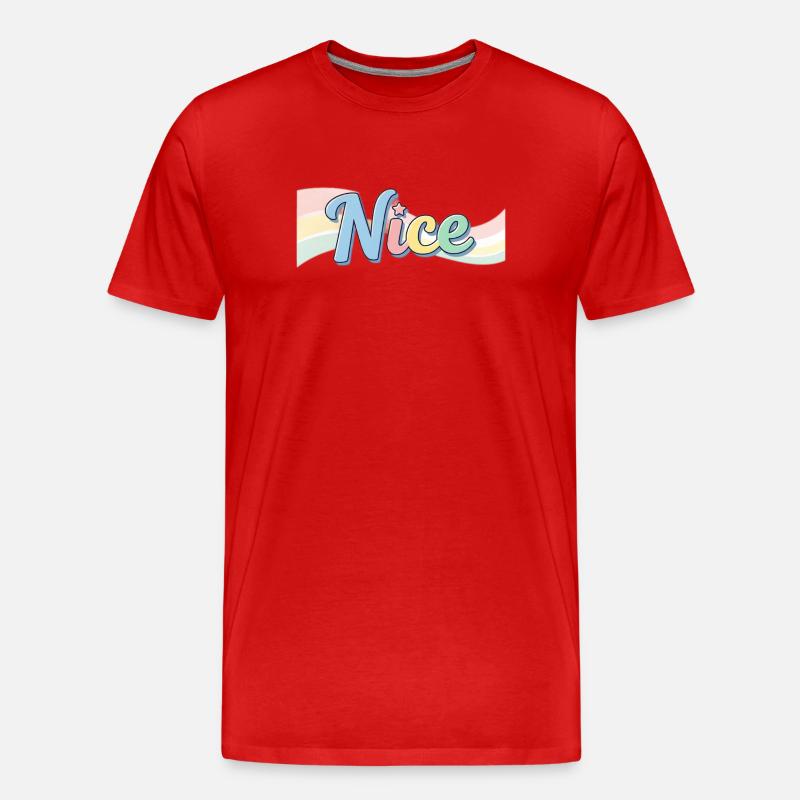Nice Style-Design mit Regenbogentext - Männer Premium Bio T-Shirt - Rot