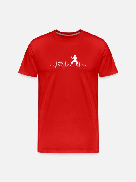 Karate-Herzschlag-EKG Kampfsporttrainer-Workout - Männer Premium Bio T-Shirt - Rot