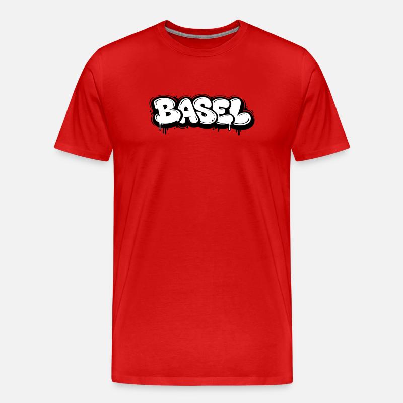 Basel Bubble Graffiti - Männer Premium Bio T-Shirt - Rot