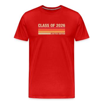 Promotion 2026 - Remise des diplômes - T-shirt bio Premium Homme - rouge - Devant - Damien (186cm)