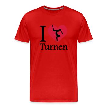 J'aime la gymnastique / I Heart Gymnastique - T-shirt bio Premium Homme - rouge - Devant - Damien (186cm)