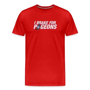 Je freine pour les pigeons - T-shirt bio Premium Homme - rouge - Devant - Damien (186cm)