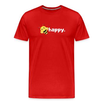 Abeille heureuse. Sois heureux. |conception d’abeille de jeu de mots drôle| - T-shirt bio Premium Homme - rouge - Devant - Damien (186cm)