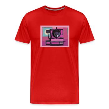 Retro Instant Camera - Vintage AI Art - Men's Premium Organic T-Shirt - red - Front - Damien (186cm)