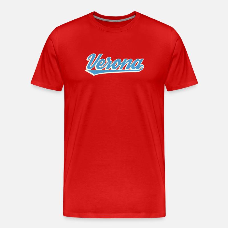 Verona Blau Script Logo - Männer Premium Bio T-Shirt - Rot