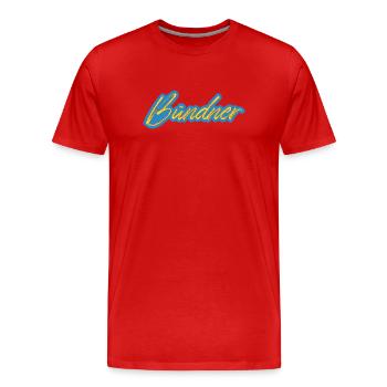 Bündner Schriftzug gelb-blau - Männer Premium Bio T-Shirt - Rot - Vorne - Damien (186cm)