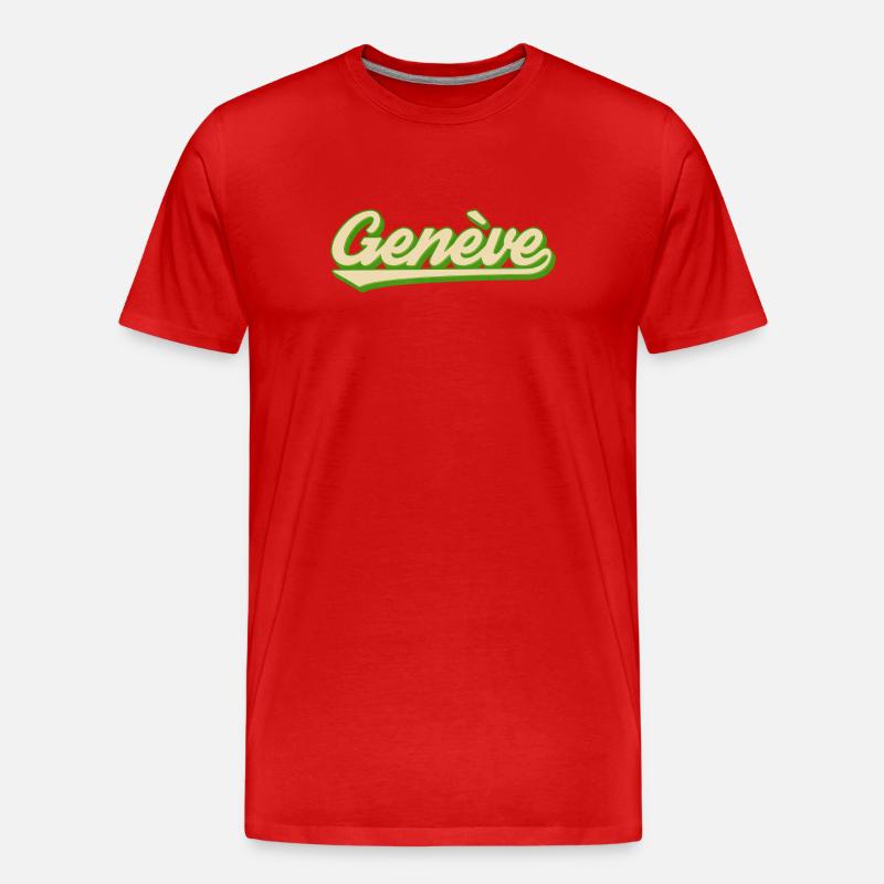 Genève Retro Script Limette - Männer Premium Bio T-Shirt - Rot