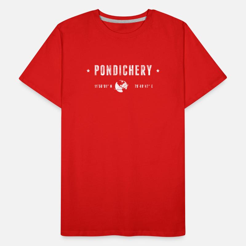 PONDICHERRY Stylized geographical coordinates Men's Premium Organic T-Shirt