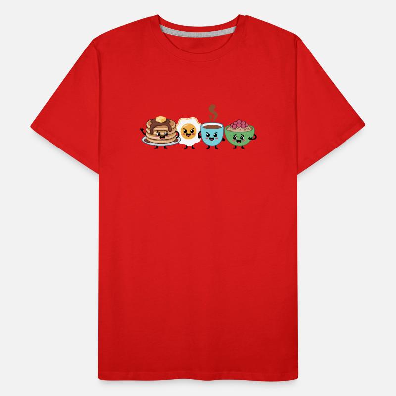 Cute Food & Beverage Breakfast Pattern Men's Premium Organic T-Shirt
