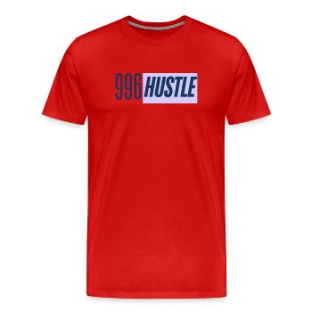 996 Hustle - Work all day - Men's Premium Organic T-Shirt - red - Front - Damien (186cm)