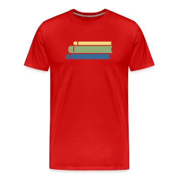 Bücherstapel Bunt Flat Design - Männer Premium Bio T-Shirt - Rot - Vorne - Damien (186cm)