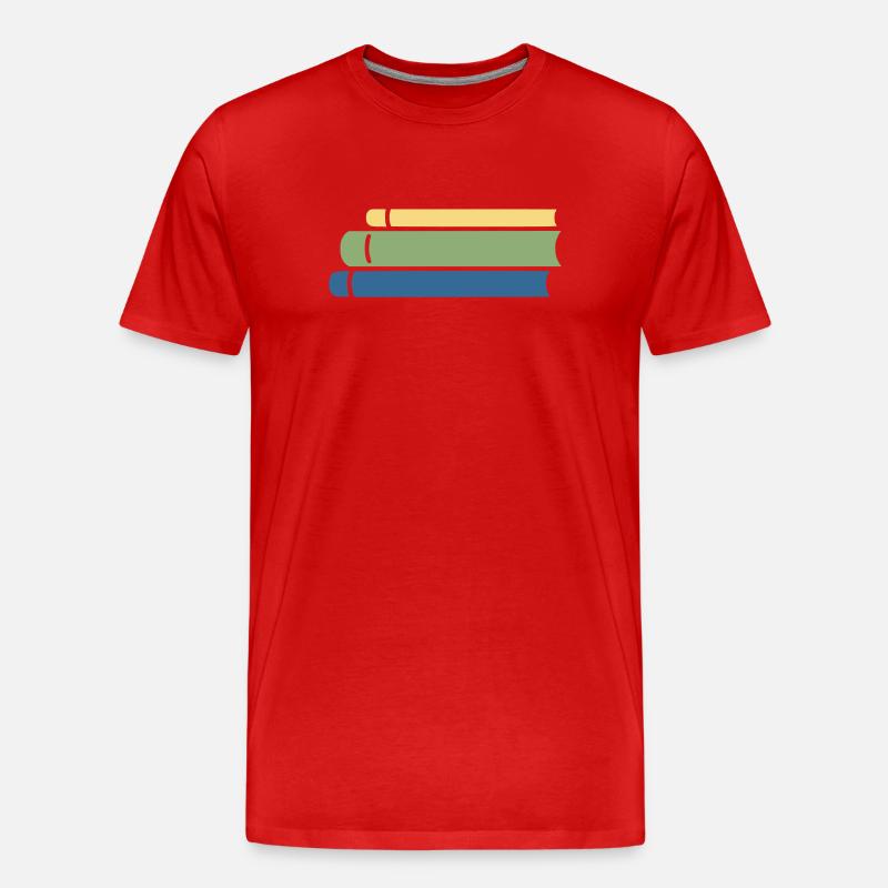 Bücherstapel Bunt Flat Design - Männer Premium Bio T-Shirt - Rot