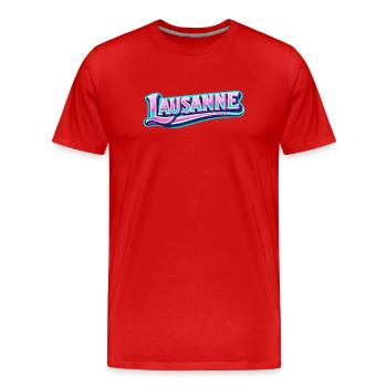 Lausanne - Männer Premium Bio T-Shirt - Rot - Vorne - Damien (186cm)