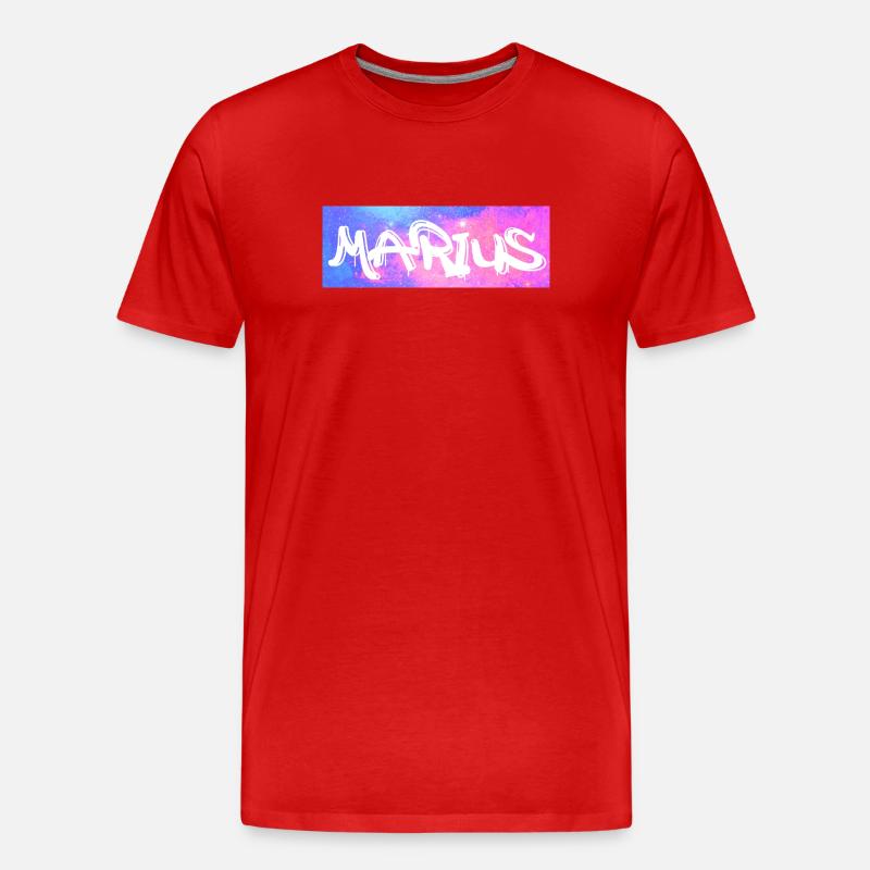 Marius Name Geschenk Geschenkidee Galaxie - Männer Premium Bio T-Shirt - Rot