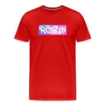 Robin Name Gift Gift Idea Galaxy - Men's Premium Organic T-Shirt - red - Front - Damien (186cm)
