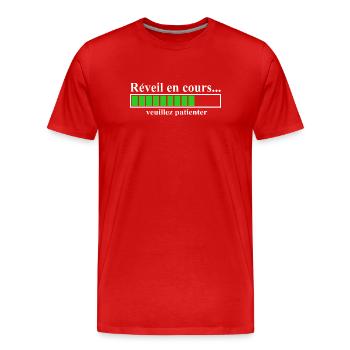 Ladeanzeige, Wecker läuft: - Männer Premium Bio T-Shirt - Rot - Vorne - Damien (186cm)