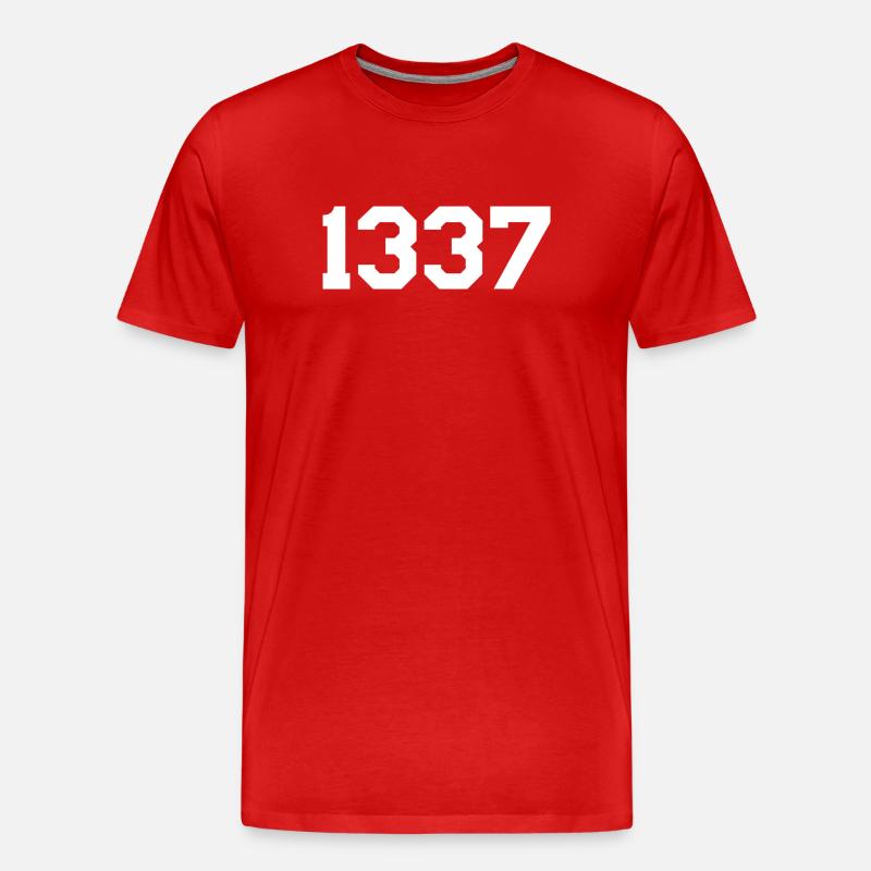 1337 – Weißes Textdesign - Männer Premium Bio T-Shirt - Rot