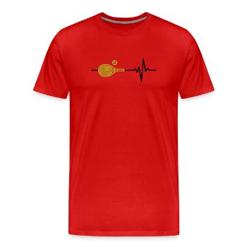 Le tennis est ma vie, mon battement de cœur, ma bagarre sur le court - T-shirt bio Premium Homme - rouge - Devant - Damien (186cm)