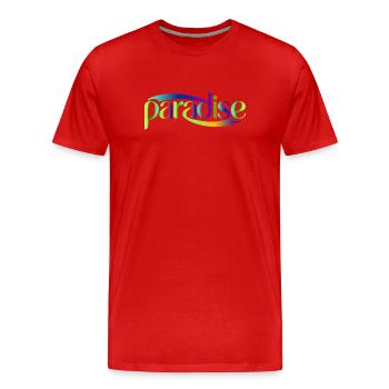 Paradise Rainbow Skriptdesign - Männer Premium Bio T-Shirt - Rot - Vorne - Damien (186cm)