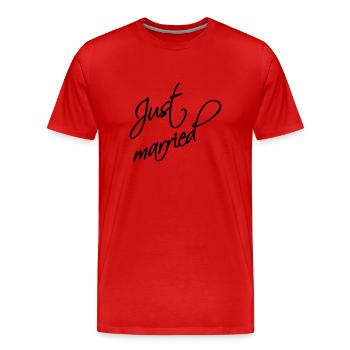 Just married - Men's Premium Organic T-Shirt - red - Front - Damien (186cm)