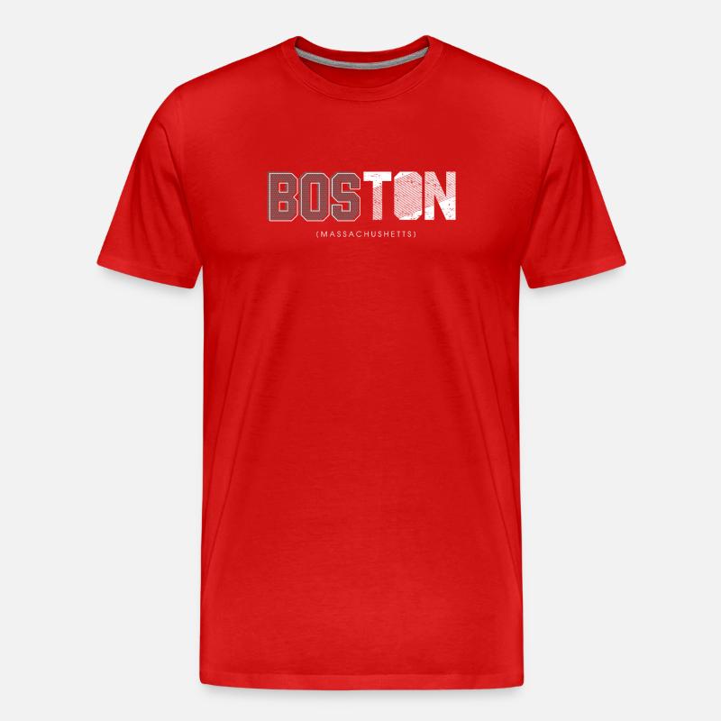 Boston Skyline Silhouette-Design - Männer Premium Bio T-Shirt - Rot