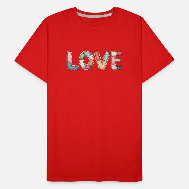 Love Patchwork Nähen Handarbeit Design Männer Premium Bio T-Shirt