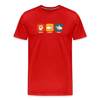 Stone Paper Pew Funny Weapon 2nd Constitutional Attachment - Men's Premium Organic T-Shirt - red - Front - Damien (186cm)