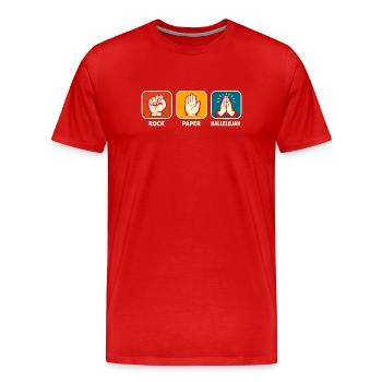 Pierre, papier Alléluia, croyant chrétien de Jésus - T-shirt bio Premium Homme - rouge - Devant - Damien (186cm)