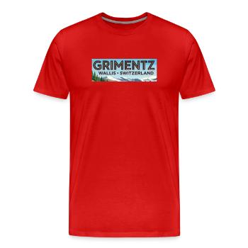 Grimentz Panorama Switzerland - Men's Premium Organic T-Shirt - red - Front - Damien (186cm)