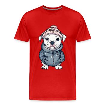 Pit Terrier Dog Stylish - Men's Premium Organic T-Shirt - red - Front - Damien (186cm)