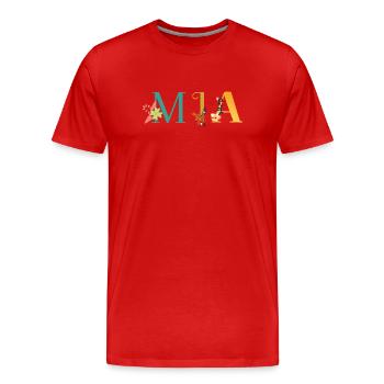 MIA Name Art With Flowers Embroidered - Men's Premium Organic T-Shirt - red - Front - Damien (186cm)