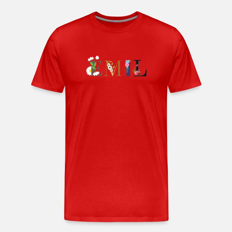 EMIL Name mit Blumen geschmückt - Männer Premium Bio T-Shirt - Rot