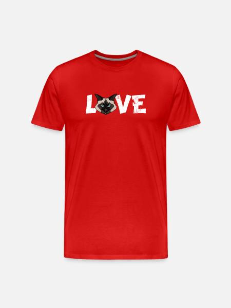Birman Cat Love Funny Breed Illustration - Men's Premium Organic T-Shirt - red