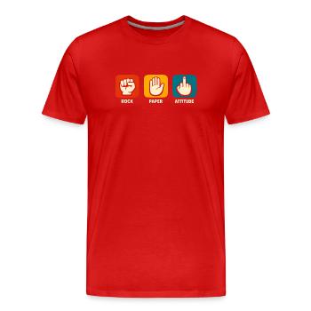 Sarcastic Stone Paper Shot Funny Sar - Men's Premium Organic T-Shirt - red - Front - Damien (186cm)