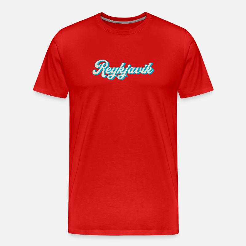 Reykjavik Neon Script - Männer Premium Bio T-Shirt - Rot