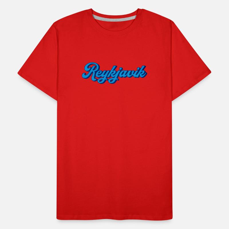 Reykjavik Blau Script Logo Männer Premium Bio T-Shirt
