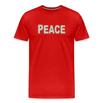 Parole de paix avec signe de paix - T-shirt bio Premium Homme - rouge - Devant - Damien (186cm)