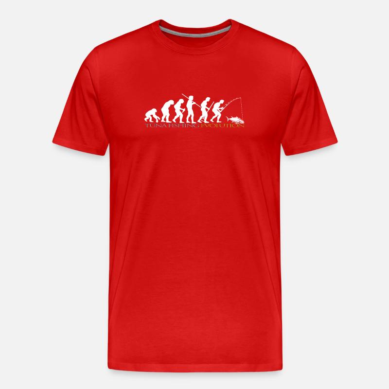 FISHING EVOLUTION (white version) - Men's Premium Organic T-Shirt - red
